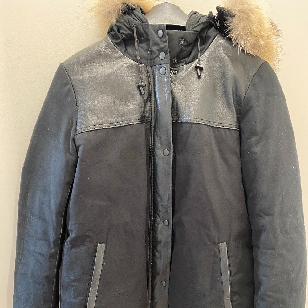 Danier Leather Down-Filled Coat w/ Fur Hood